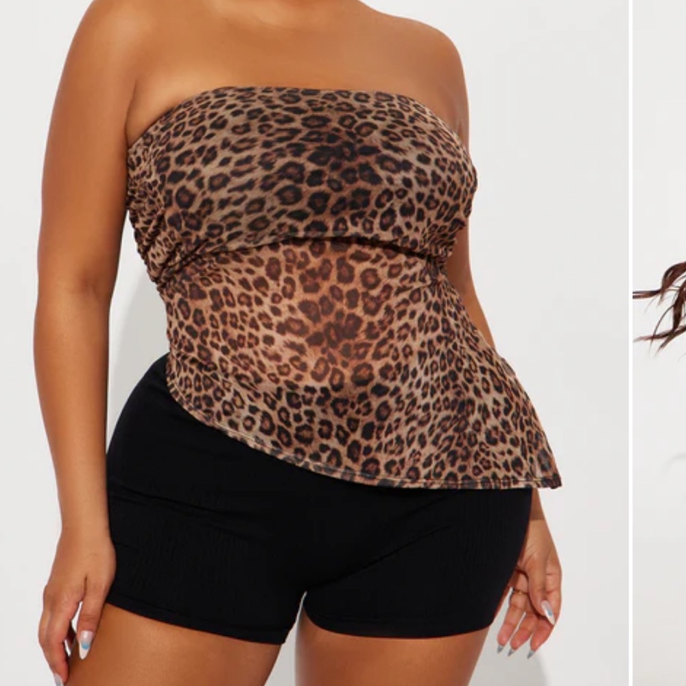 Marceline Leopard Asymmetrical Mesh Tube Top - Leopard by Fashion Nova.